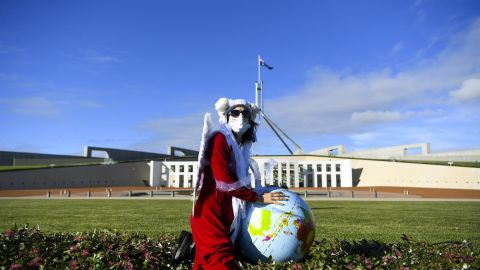 Manifestante en Australia