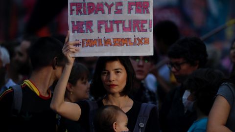 Manifestante en Brasil