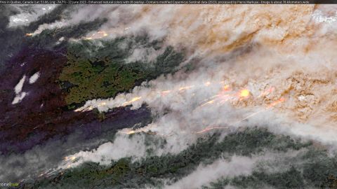 Incendios forestales en Québec, Canadá. 