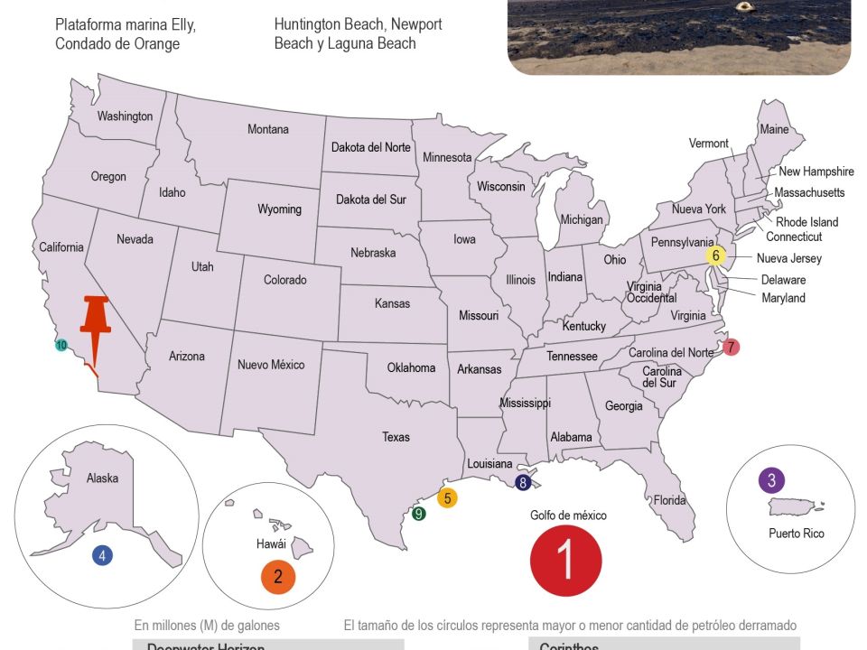 Infografía los grandes derrames de petróleo en EU