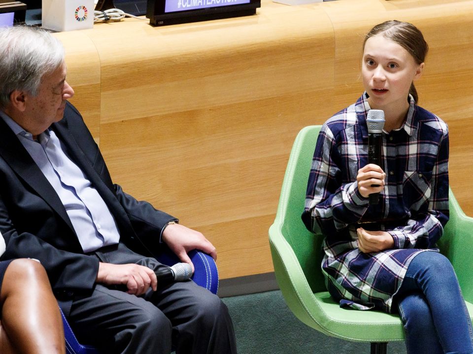 Greta Thunberg y Antonio Guterres 