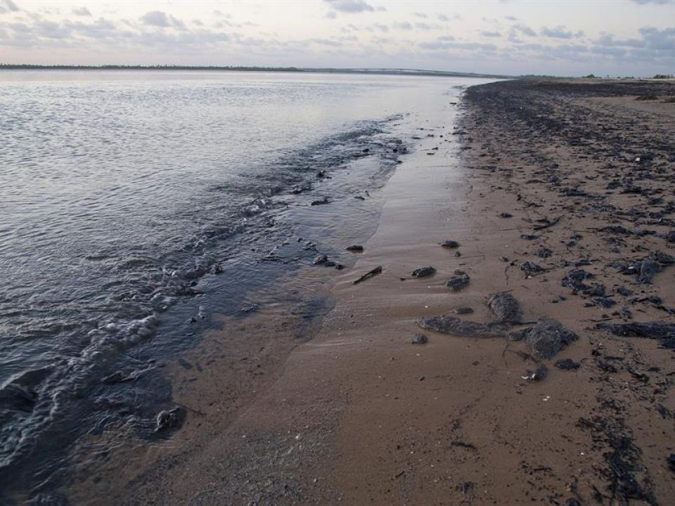 Playa contaminada en Brasil