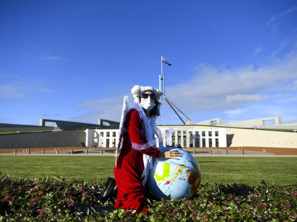 Manifestante en Australia