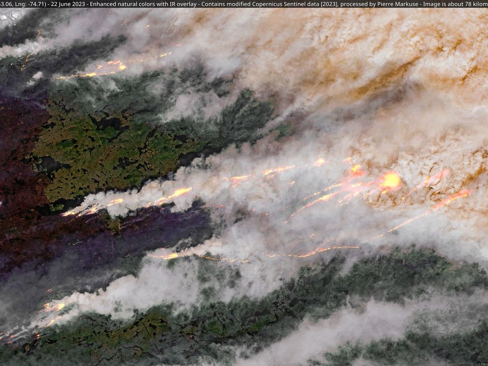Incendios forestales en Québec, Canadá. 