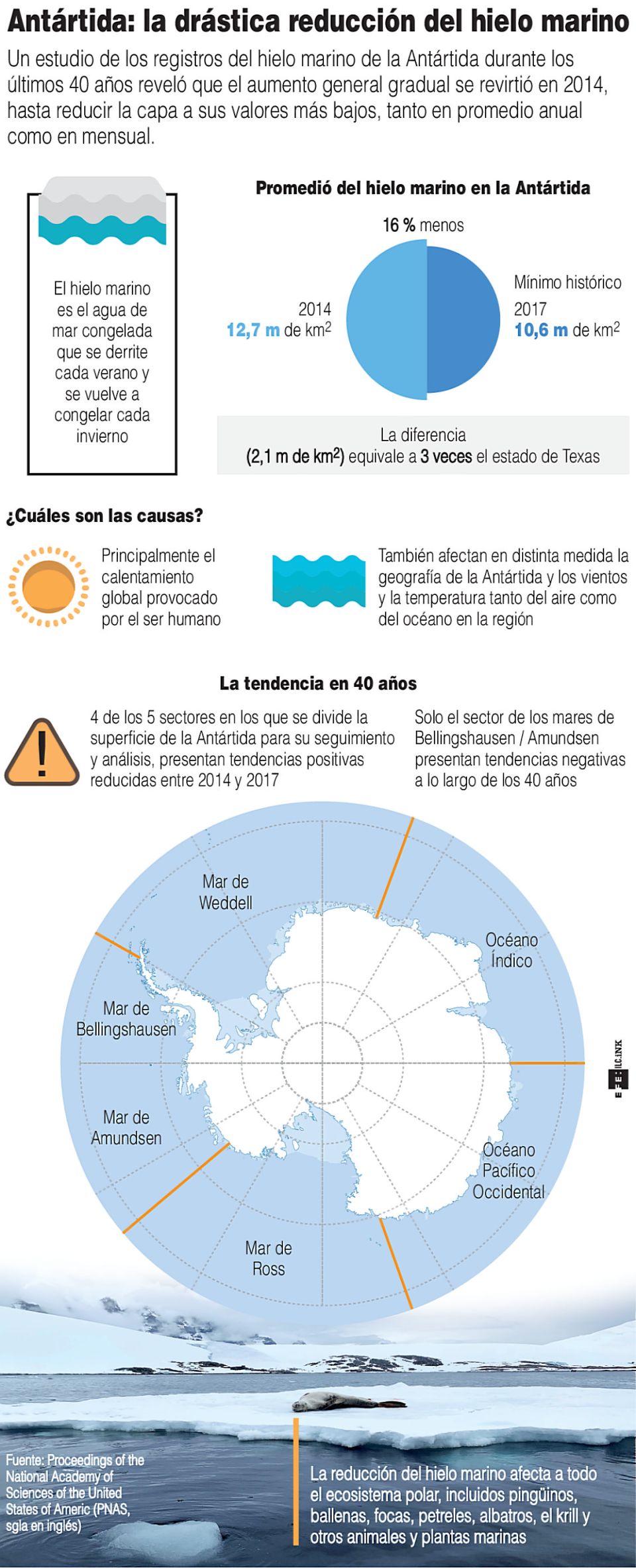 Infografía. deshielo en la Antártida