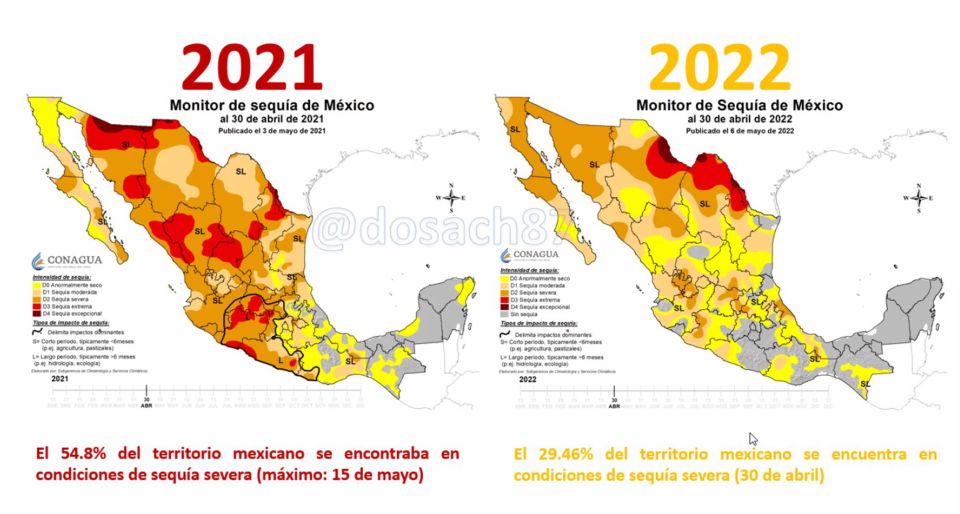 Mapa de la sequía en México